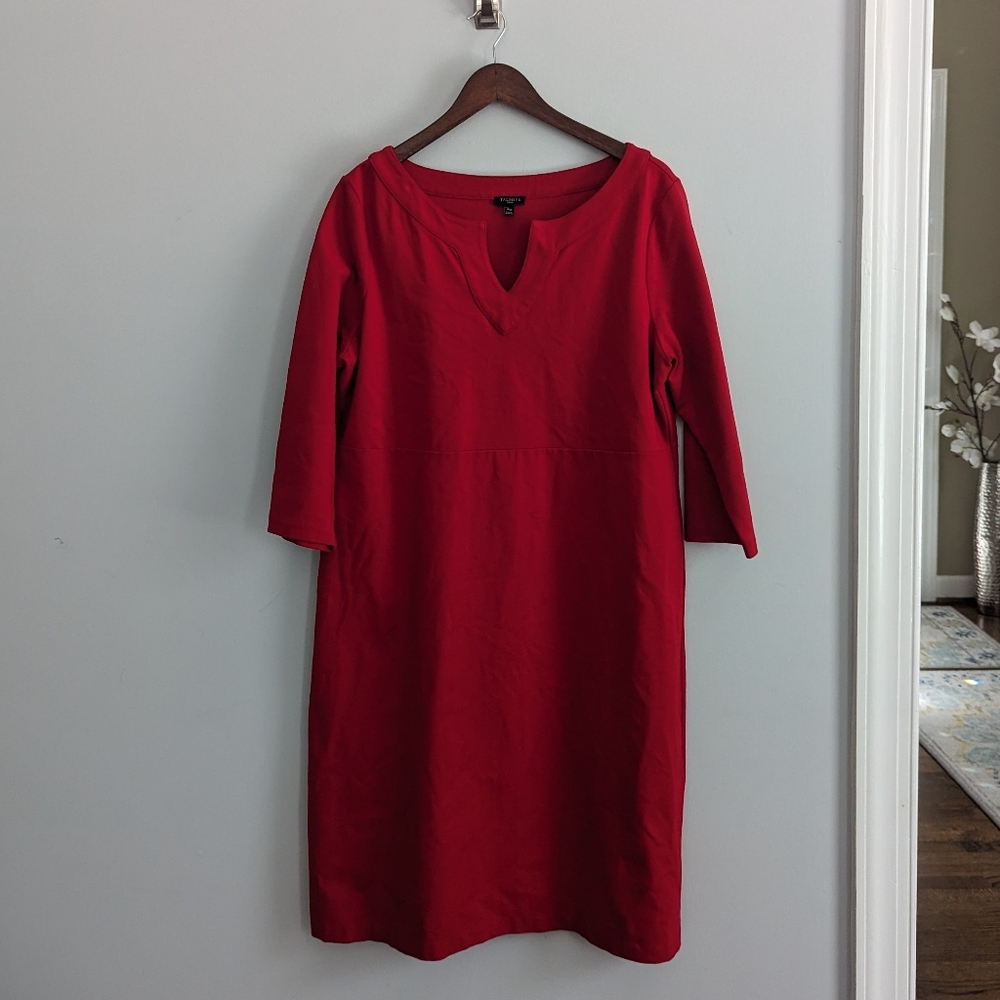 Talbots Women 14 Dark Red Sheath Stretchy Knee Length Dress Work Business